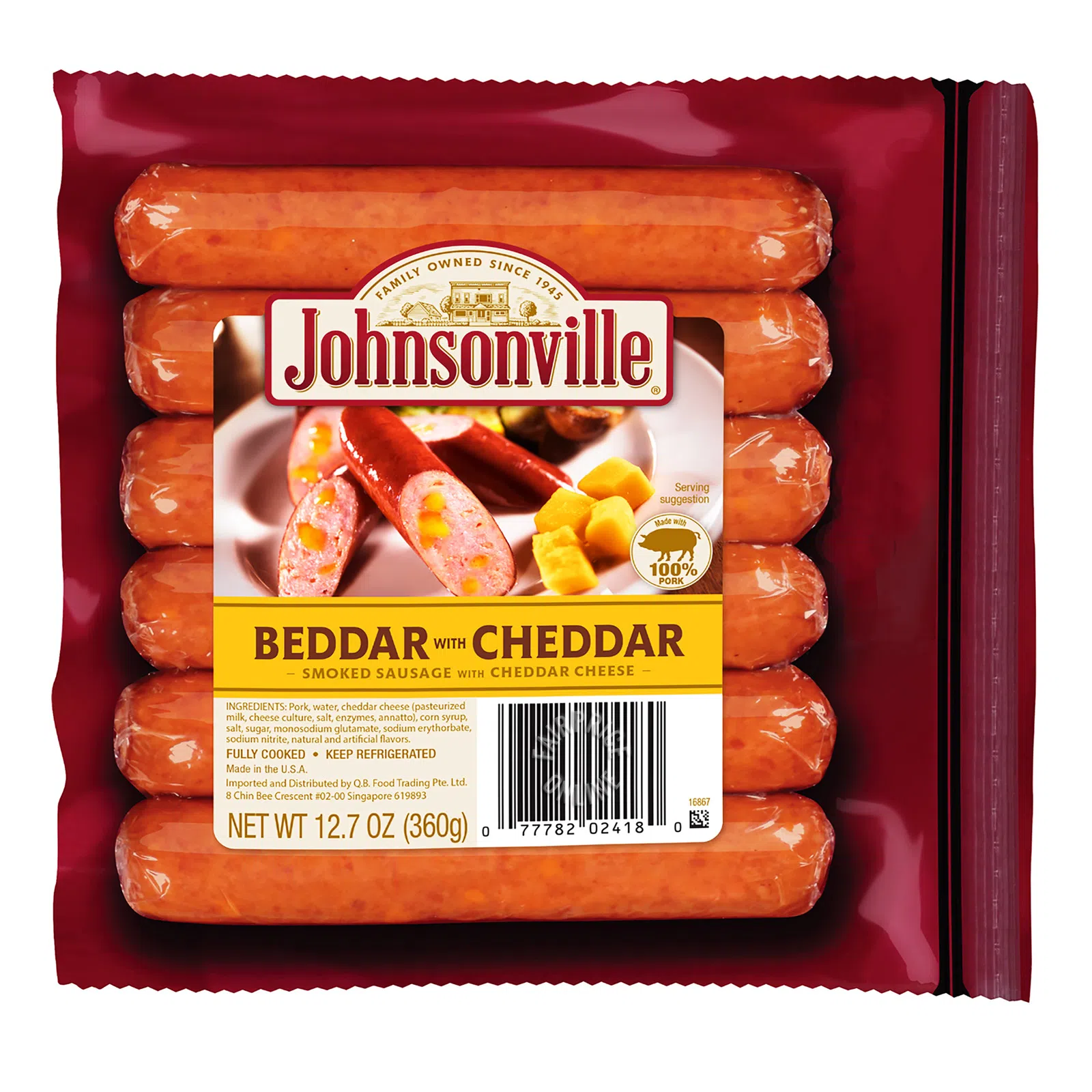 JoHnsonVille beddar Cheddar pork sausage 3paCk item# P019