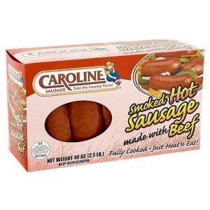 Caroline smoked beef sausage hot item# B017