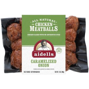 Aidells chicken meatballs caramelized onion item # C019