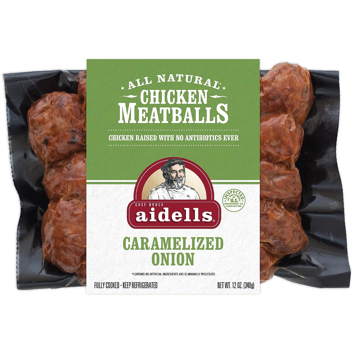 Aidells chicken meatballs caramelized onion item # C019