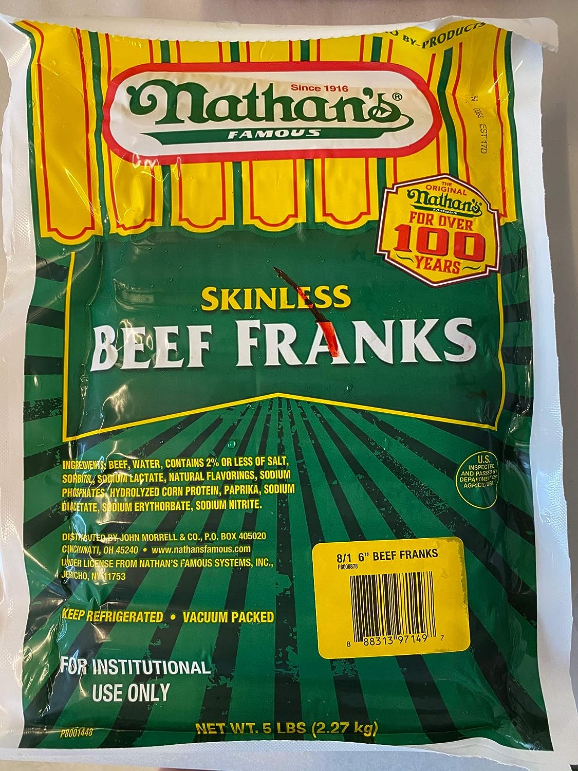 Nathans beef franks item # B005
