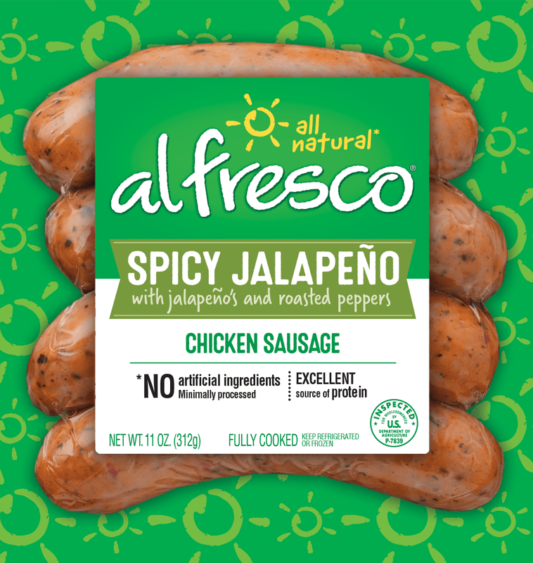 Alfresco chicken sausage spicy jalapeno item # C009