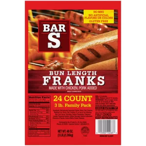Bar S Bun Length Franks chicken hot dogs item # C001