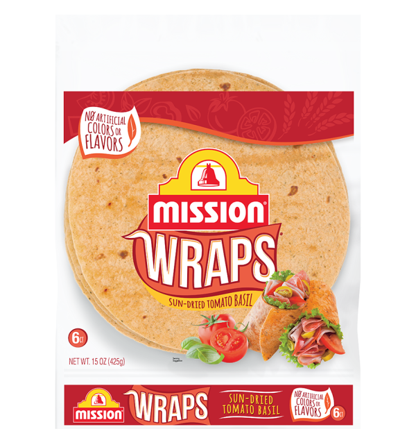 Mission tortilla wraps tomato basil item# br003