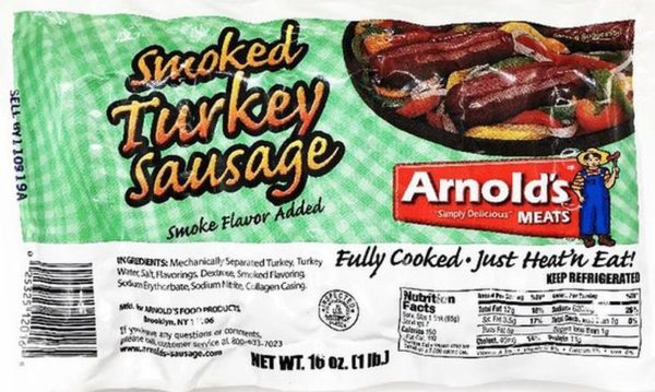 Arnolds smoked turkey sausage item# T012