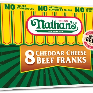 Nathan beef franks with cheddar item B006