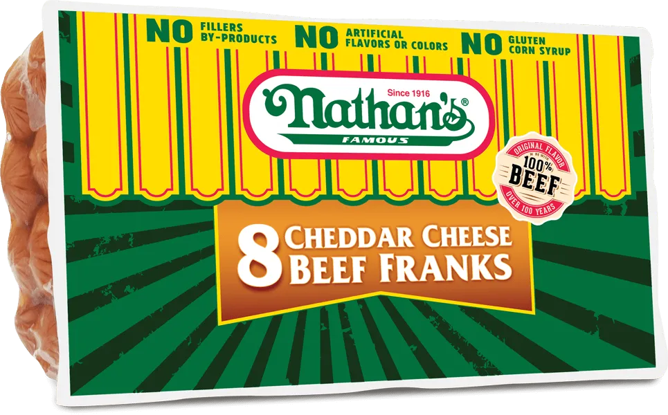 Nathan beef franks with cheddar item B006