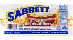 Sabrett beef franks hot & spicy item# B020