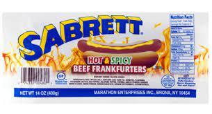 Sabrett beef franks hot & spicy item# B020