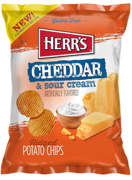 Herrs cheddar & sour cream ripple chips (single pack) sn083