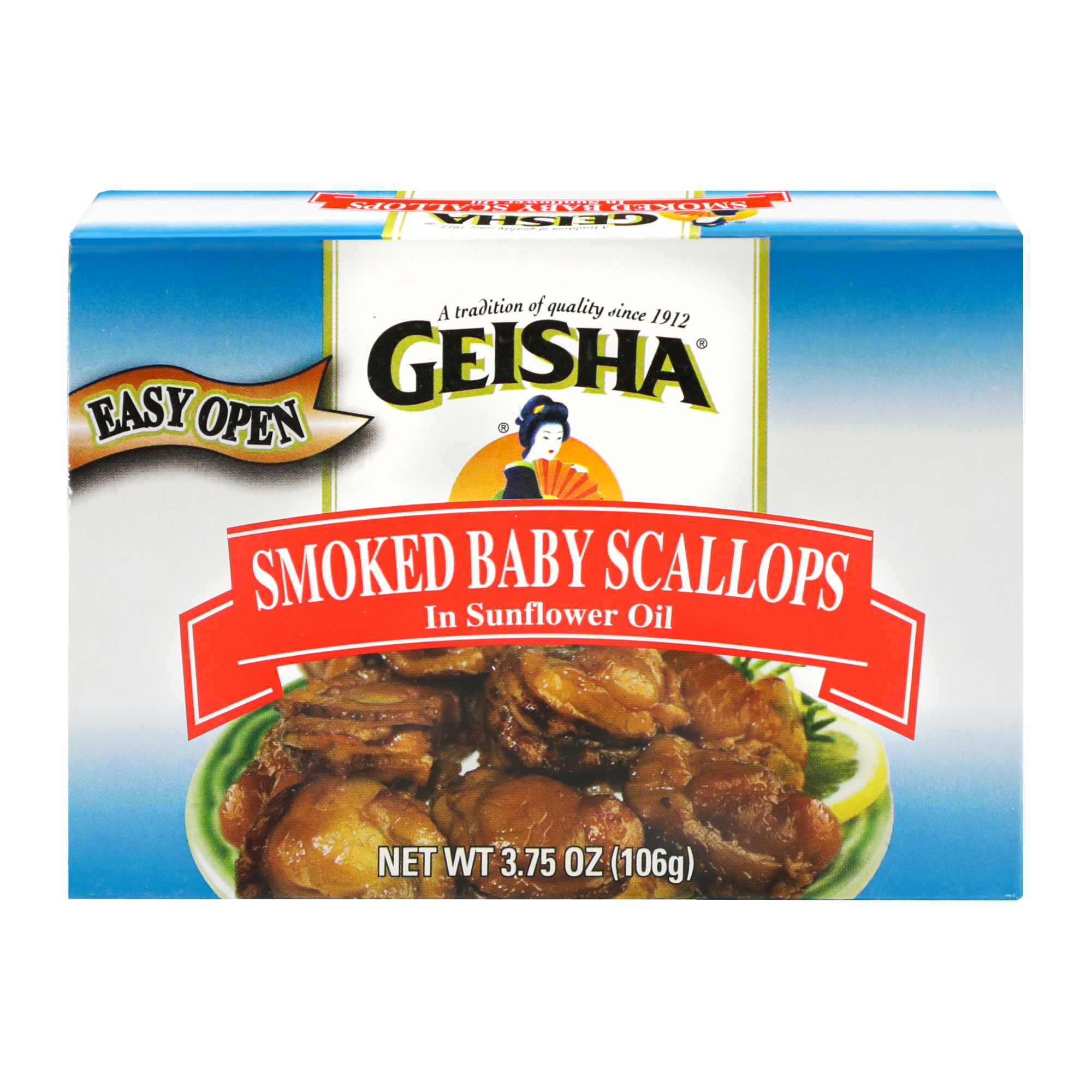 Geisha smoked scallops item# sf016